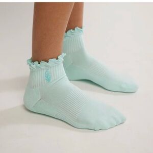 NWT FP Movement by Free People Pistachio Aqua Ruffle Socks One Size